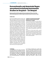 Konventionelle und dezentrale Regenwasserbewirtschaftung kommunaler Straßen im Vergleich - ein Beispiel