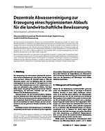 Dezentrale Abwasserreinigung zur Erzeugung eines hygienisierten Ablaufs für die landwirtschaftliche Bewässerung