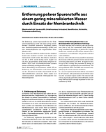 Entfernung polarer Spurenstoffe aus einem gering mineralisierten Wasser durch Einsatz der Membrantechnik