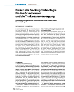 Risiken der Fracking-Technologie für das Grundwasser und die Trinkwasserversorgung