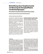 Entwicklung einer Vorgehensweise zur Messung der Energieeffizienz von Brunnenpumpen