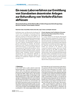 Ein neues Laborverfahren zur Ermittlung von Standzeiten dezentraler Anlagen zur Behandlung von Verkehrsflächenabflüssen