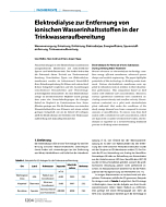 Elektrodialyse zur Entfernung von ionischen Wasserinhaltsstoffen in der Trinkwasseraufbereitung