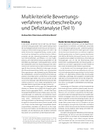 Multikriterielle Bewertungsverfahren: Kurzbeschreibung und Defizitanalyse (Teil 1)