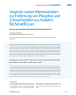 Vergleich zweier Filtermaterialien zur Entfernung von Phosphat und Schwermetallen aus Verkehrsflächenabflüssen