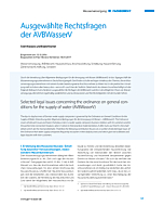Ausgewählte Rechtsfragen der AVBWasserV