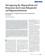 Verringerung der Abgasverluste und Emissionen durch neue Rekuperator und Regeneratorbrenner