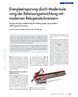 Energieeinsparung durch Modernisierung der Beheizungseinrichtung mit modernen Rekuperatorbrennern
