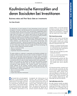 Kaufmännische Kennzahlen und deren Basisdaten bei Investitionen