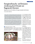 Energieverbrauchs- und Emissionsminderung durch Einsatz von Regenerativ-Brennern
