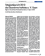 Tätigkeitsbericht 2010 des Gaswärme-Institutes e. V. Essen