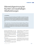 Wärmerückgewinnung bei feuchten und staubhaltigen Abluftströmungen
