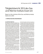 Tätigkeitsbericht 2013 des Gas und Wärme-Instituts Essen e.V.