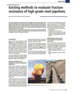 Existing methods to evaluate fracture resistance of high grade steel pipelines