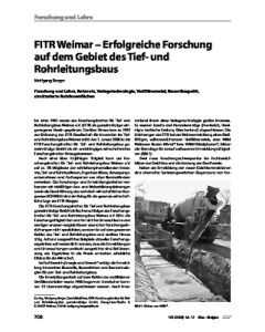 FITR Weimar - Erfolgreiche Forschung auf dem Gebiet des Tief- und Rohrleitungsbaus