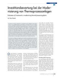 Investitionsbewertung bei der Modernisierung von Thermoprozessanlagen