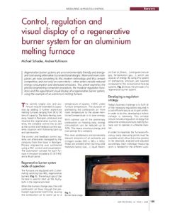 Control, regulation and visual display of a regenerative burner system for an aluminium melting furnace