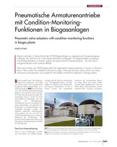 Pneumatische Armaturenantriebe mit Condition-Monitoring- Funktionen in Biogasanlagen