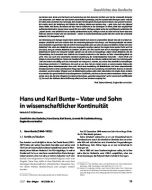 Hans und Karl Bunte ˗ Vater und Sohn in wissenschaftlicher Kontinuität