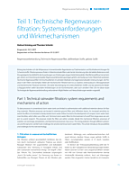 Teil 1: Technische Regenwasserfiltration: Systemanforderungen und Wirkmechanismen