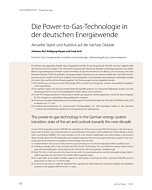 Die Power-to-Gas-Technologie in der deutschen Energiewende, Aktueller Stand und Ausblick auf die nächste Dekade,