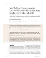 Nachhaltige Erzeugung von Kohlenmonoxid und Synthesegas für die chemische Industrie