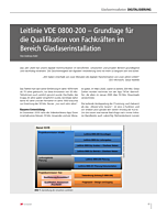 Leitlinie VDE 0800-200 – Grundlage für die Qualifikation von Fachkräften im Bereich Glasfaserinstallation