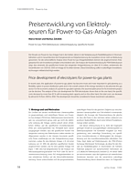 Preisentwicklung von Elektrolyseuren für Power-to-Gas-Anlagen