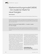 Marktentwicklungsmodell (MEM) – Ein moderner Markt für neue Energien
