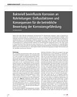 Bakteriell beeinflusste Korrosion an Rohrleitungen: Einflussfaktoren und Konsequenzen für die betriebliche Bewertung der Korrosionsgefährdung