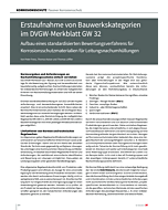 Erstaufnahme von Bauwerkskategorien im DVGW-Merkblatt GW 32