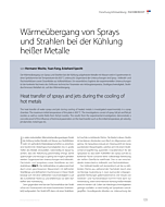 Wärmeübergang von Sprays und Strahlen bei der Kühlung heißer Metalle