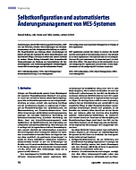 Selbstkonfiguration und automatisiertes Änderungsmanagement von MES-Systemen