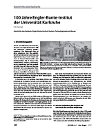 100 Jahre Engler-Bunte-Institut der Universität Karlsruhe