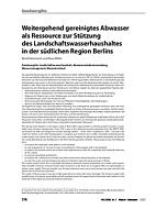 Weitergehend gereinigtes Abwasser als Ressource zur Stützung des -Landschaftswasserhaushaltes in der südlichen Region Berlins
