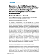 Bewertung des Rückhaltevermögens von tertiären Sandschichten gegenüber mikrobiologischen Einträgen in Filterrohrsträngen eines Horizontalfilterbrunnens