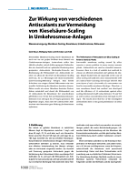 Zur Wirkung von verschiedenen Antiscalants zur Vermeidung von Kieselsäure-Scaling in Umkehrosmose-Anlagen