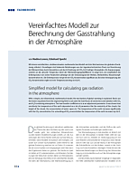 Vereinfachtes Modell zur Berechnung der Gasstrahlung in der Atmosphäre