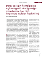 Energy saving in thermal process engineering with ultra-lightweight products made from High-Temperature Insulation Wool (HTIW)