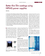 Better thin film coatings using HIPIMS power supplies