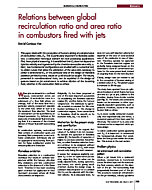 Relations between global recirculation ratio and area ratio in combustors fired with jets