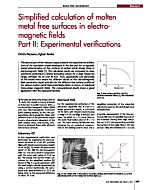 Simplified calculation of molten metal free surfaces in electro-magnetic fields Part II: Experimental verifications