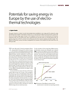 Potentials for saving energy in Europe by the use of electrothermal technologies