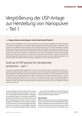 Vergrößerung der USP-Anlage zur Herstellung von Nanopulver – Teil 1