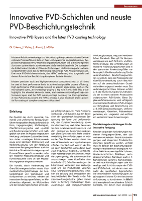 Innovative PVD-Schichten und neuste PVD-Beschichtungstechnik