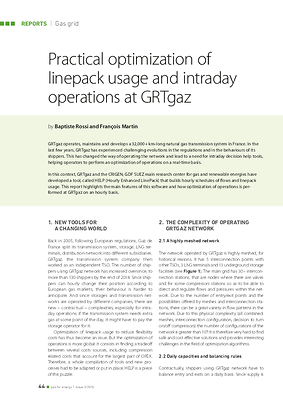 Practical optimization of linepack usage and intraday operations at GRTgaz