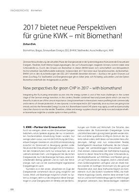 2017 bietet neue Perspektiven für grüne KWK – mit Biomethan!
