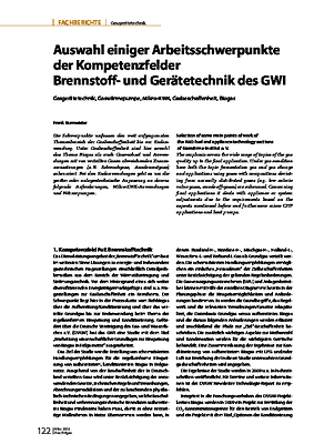 Auswahl einiger Arbeitsschwerpunkte der Kompetenzfelder - Brennstoff- und Gerätetechnik des GWI