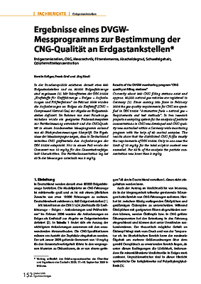Ergebnisse eines DVGW- Messprogramms zur Bestimmung der CNG-Qualität an Erdgastankstellen*