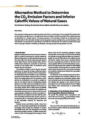 Alternative Method to Determine the CO2 Emission Factors and Inferior Calorific Values of Natural Gases